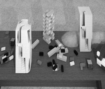 Rendered image of a series of 3D models